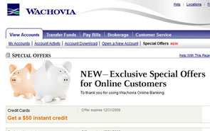 Wachovia Special Offers